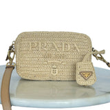 PRADA - Raffia Crochet Shoulder Bag