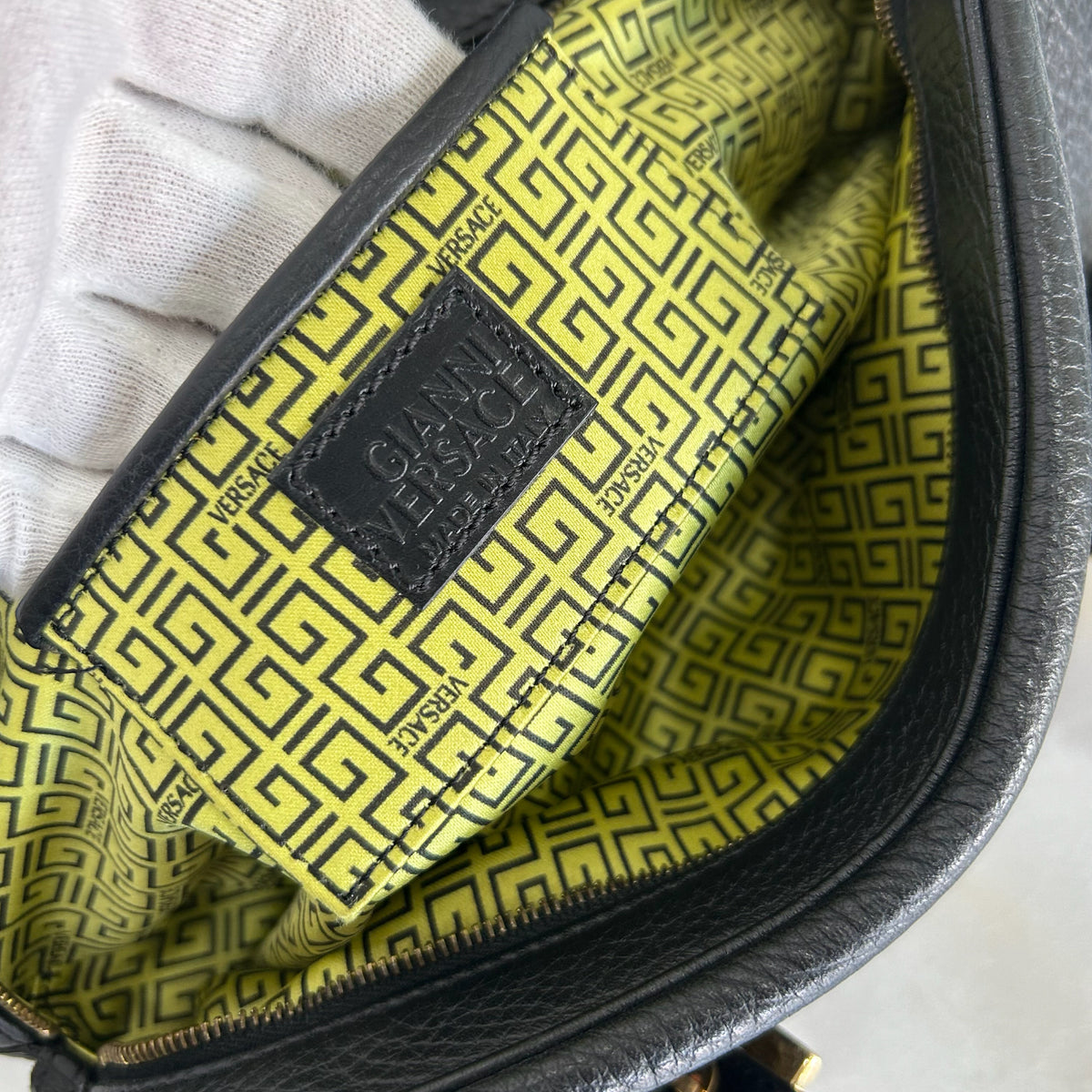 VERSACE - Black Leather  Shoulder Bag