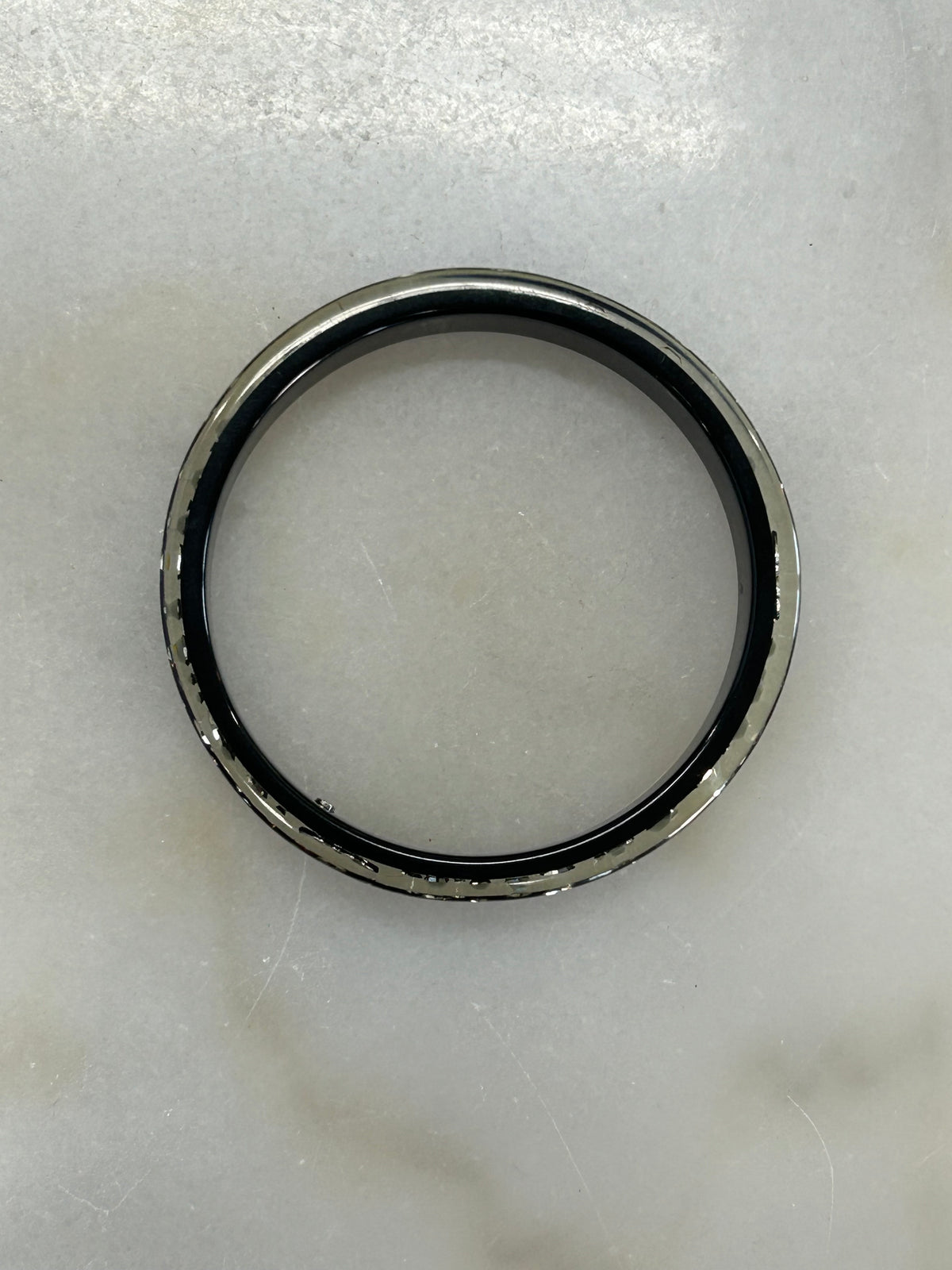 CHANEL - Black Resin Crystal CC Bangle
