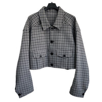 TIBI - Gingham-Check Drill Cropped Jacket Sz L