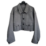 TIBI - Gingham-Check Drill Cropped Jacket Sz L