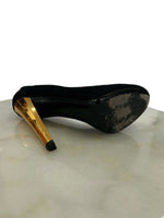 GUCCI - Black Suede Peep Toe Pumps Sz 37