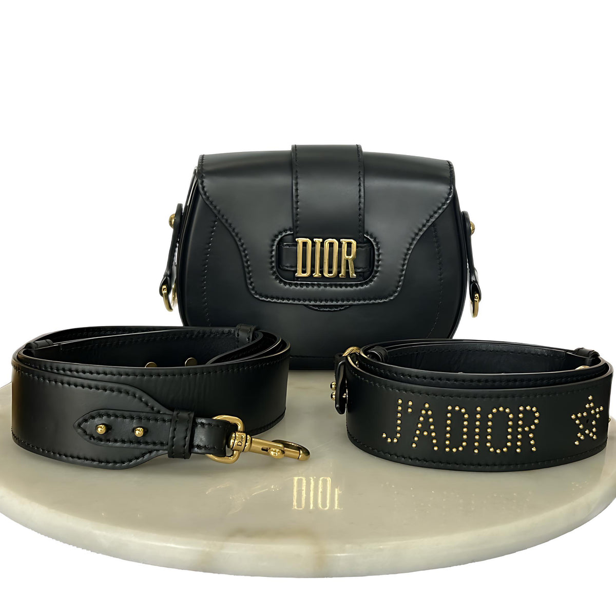DIOR - D-Fence Black Saddle Bag & Two Straps