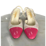 CHANEL - Tweed & Pink Patent Slingbacks Sz 39C