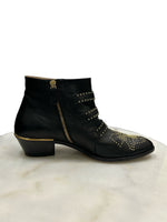 CHLOÉ - Susanna Studded Ankle Boots Black & Gold Sz 35