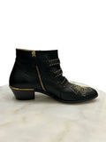 CHLOÉ - Susanna Studded Ankle Boots Black & Gold Sz 35
