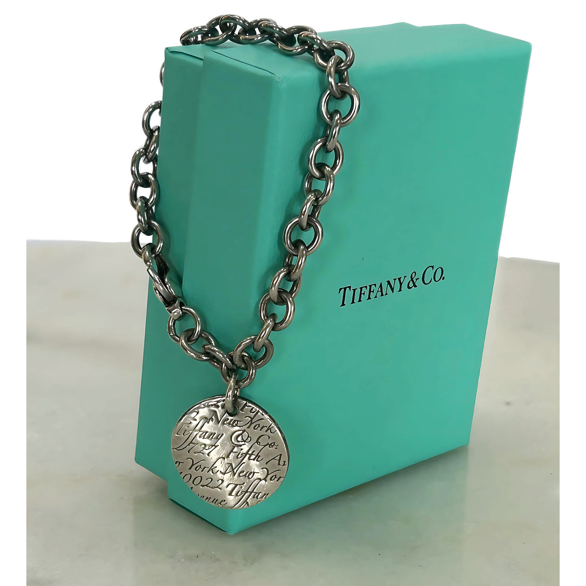TIFFANY & Co. - Silver Notes Fifth Avenue Round Tag Bracelet