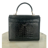 ASPINAL OF LONDON - Mayfair Black Patent Croc Bag
