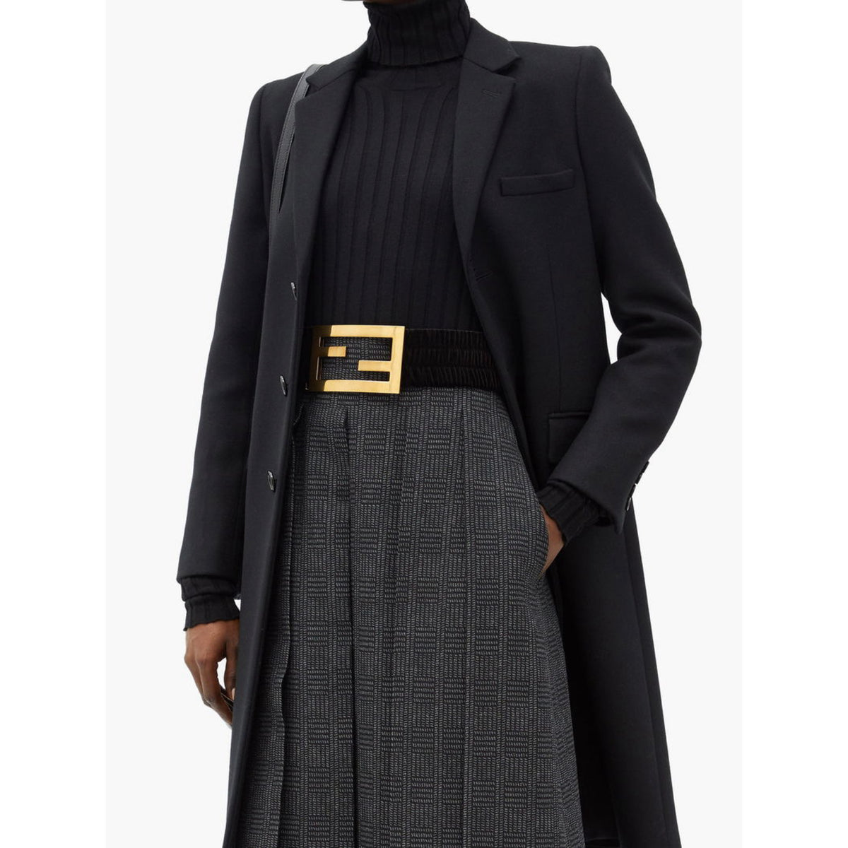 FENDI - Gold FF Buckle - Black Velvet Waist Belt