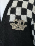 SAINT LAURENT - Black & White Mohair Blend Cardigan Sz L