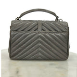 SAINT LAURENT - College Medium Bag - Grey Quilted Leather