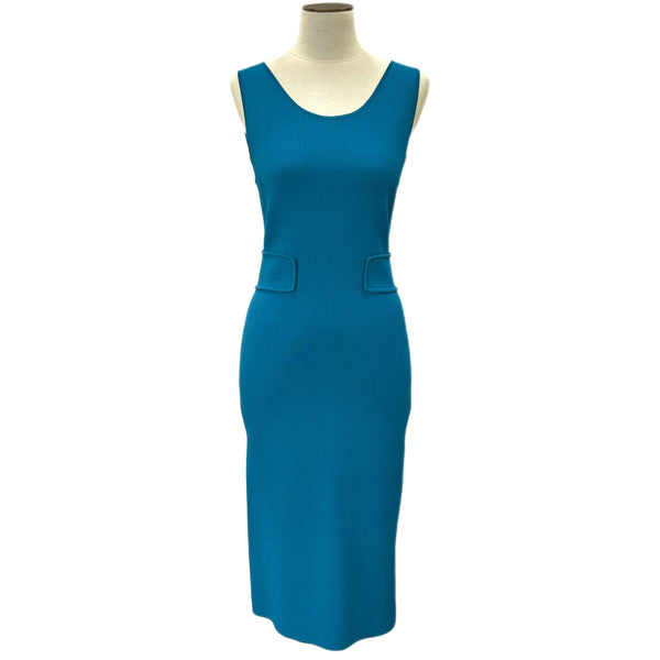 SCANLAN THEODORE - Ocean Blue Crepe Knit Dress Sz M