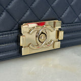 CHANEL - Navy Medium Boy Bag Circa 2017-2018