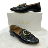 CHLOE - Black Croc C Loafers Sz 38