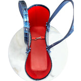 CHRISTIAN LOUBOUTIN - Blue Alligator Embossed Cabata Tote