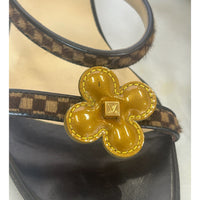 LOUIS VUITTON - Damier Monogram Flower Block Sandals Sz 37.5