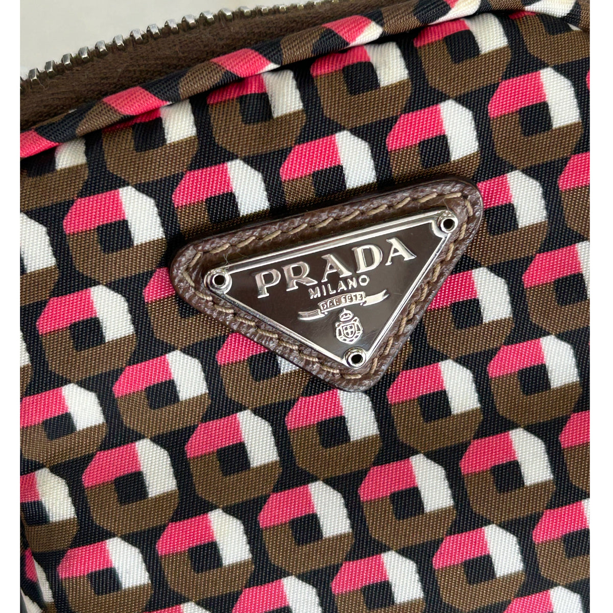 PRADA - Geometric-Print Nylon Pouch Bag