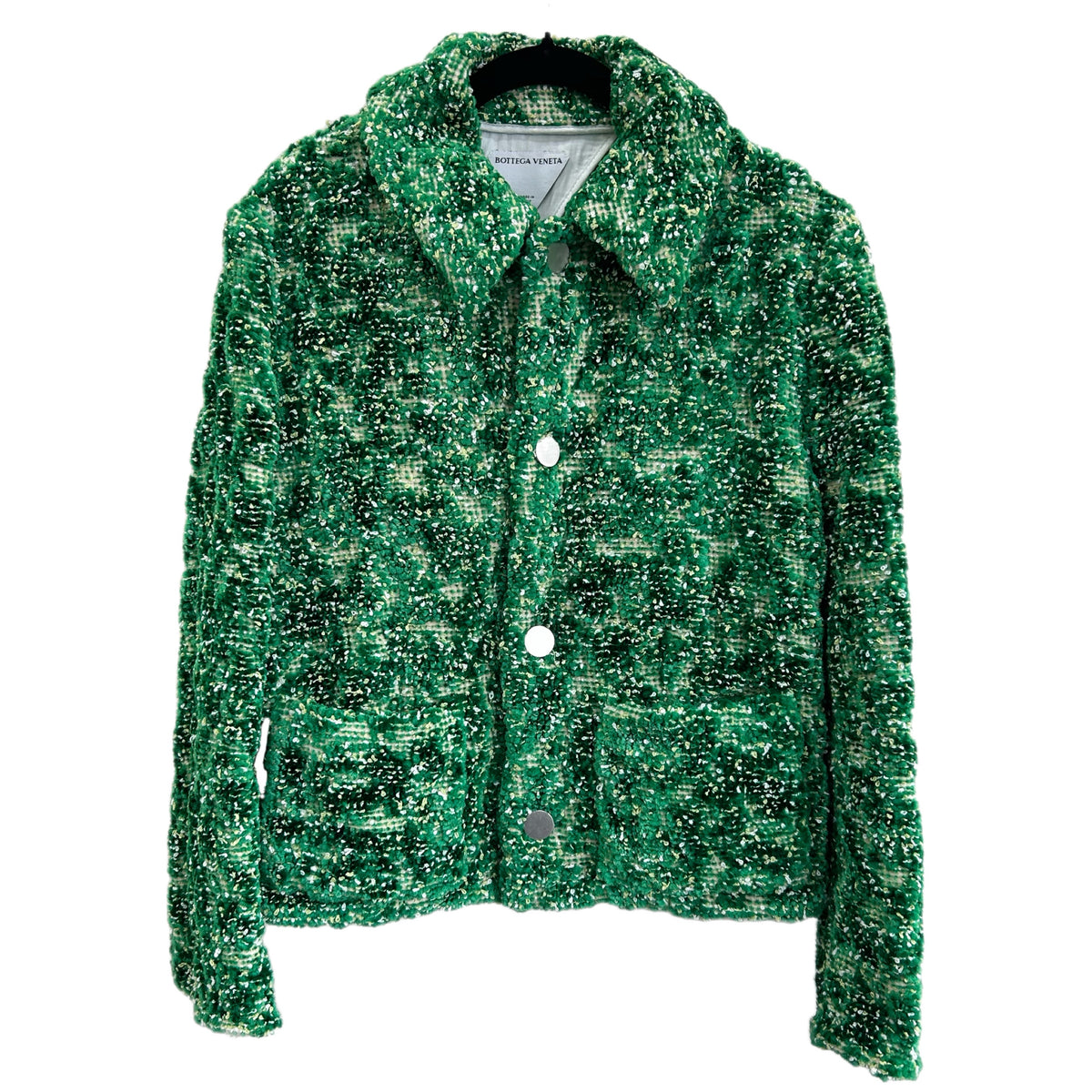 BOTTEGA VENETA - Abstract Chenille Boucle Green Jacket Sz 44