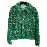 BOTTEGA VENETA - Abstract Chenille Boucle Green Jacket Sz 44