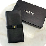 PRADA - Saffiano Black Leather Travel Wallet