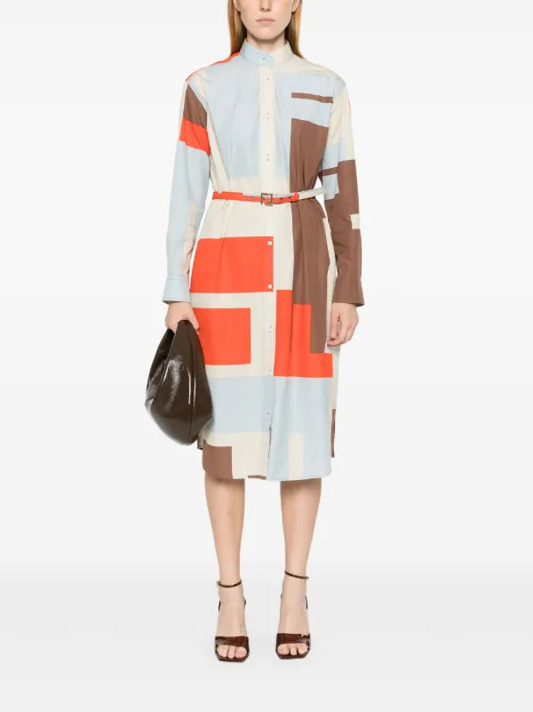 FENDI - FF Puzzle Print Cotton Shirt Dress Sz 42