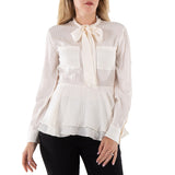 BURBERRY - Leah Silk Tie-Neck Peplum Blouse Sz 6-8
