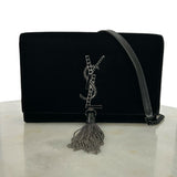 SAINT LAURENT - Kate Black Velvet & Crystal Tassel Bag