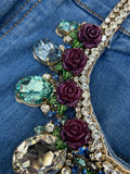 DOLCE & GABBANA - Embellished Cropped Wide Leg Jeans Sz IT 44