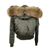 MONCLER - Eulimene Green Hooded Crop Jacket Sz 0