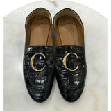 CHLOE - Black Croc C Loafers Sz 38