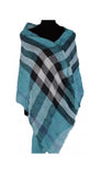 BURBERRY - Turquoise Check Linen Long Scarf