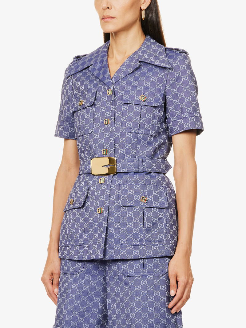 GUCCI - GG Monogram-Jacquard Cotton Jacket Sz 40