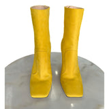 FENDI - Yellow Nubuck Leather Square Toe Ankle Boots Sz 38
