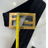 FENDI - Gold FF Buckle - Black Velvet Waist Belt