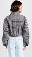 TIBI - Gingham-Check Drill Cropped Jacket Sz L
