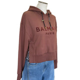 BALMAIN - Cropped Logo Hooded Jumper Sz XS