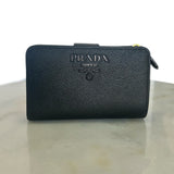 PRADA - Black Saffiano Compact Wallet