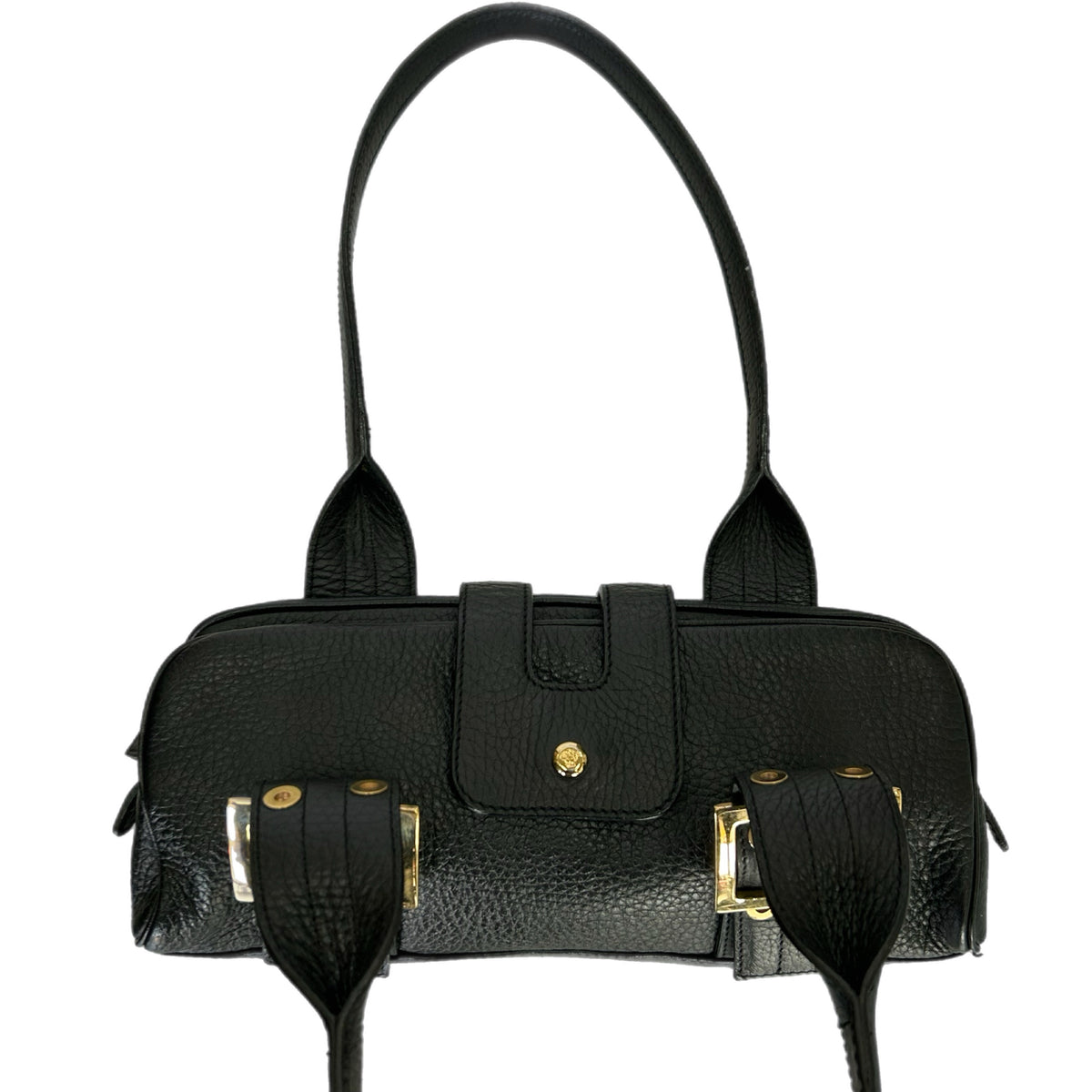 VERSACE - Black Leather  Shoulder Bag