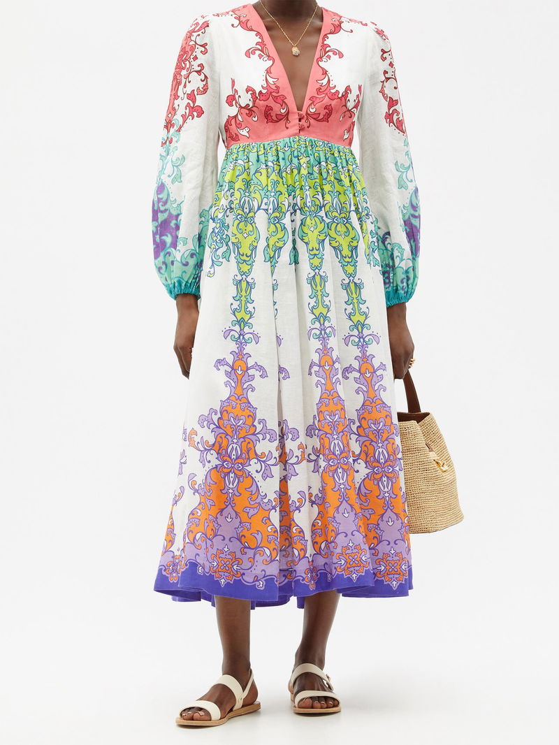 ZIMMERMANN - Nina Plunge Midi Dress - Sz 4