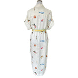 ALÉMAIS - Blue Marlin Embroidered Dress in Cream