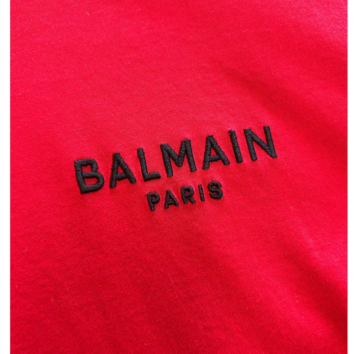 BALMAIN - Embroidered Logo Red T-Shirt Sz XL / Suit AUS M/L