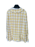 CHANEL - Yellow Tweed Houndstooth Jacket Sz 38