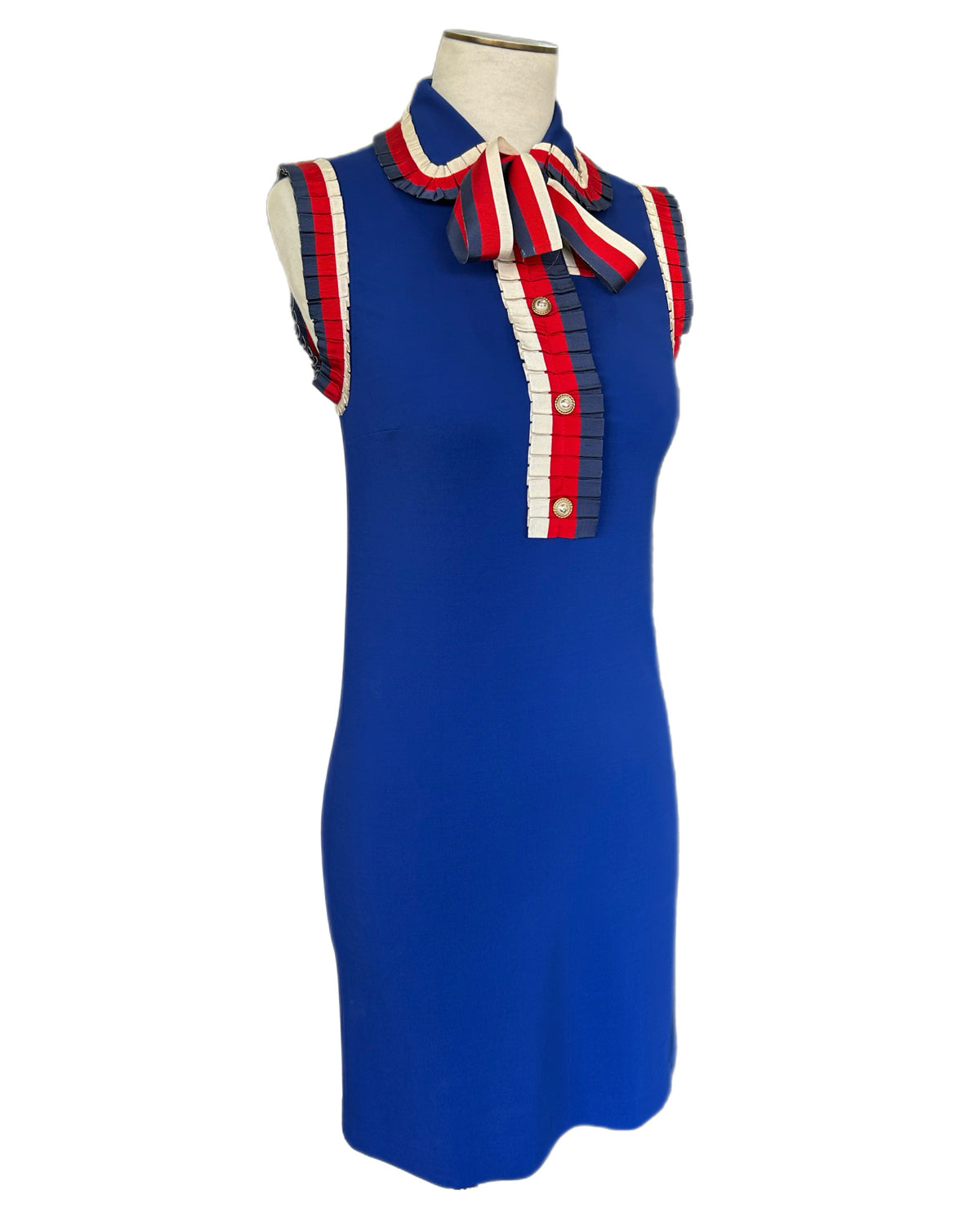 GUCCI - Tie-Neck Mini Shift Dress Sz S