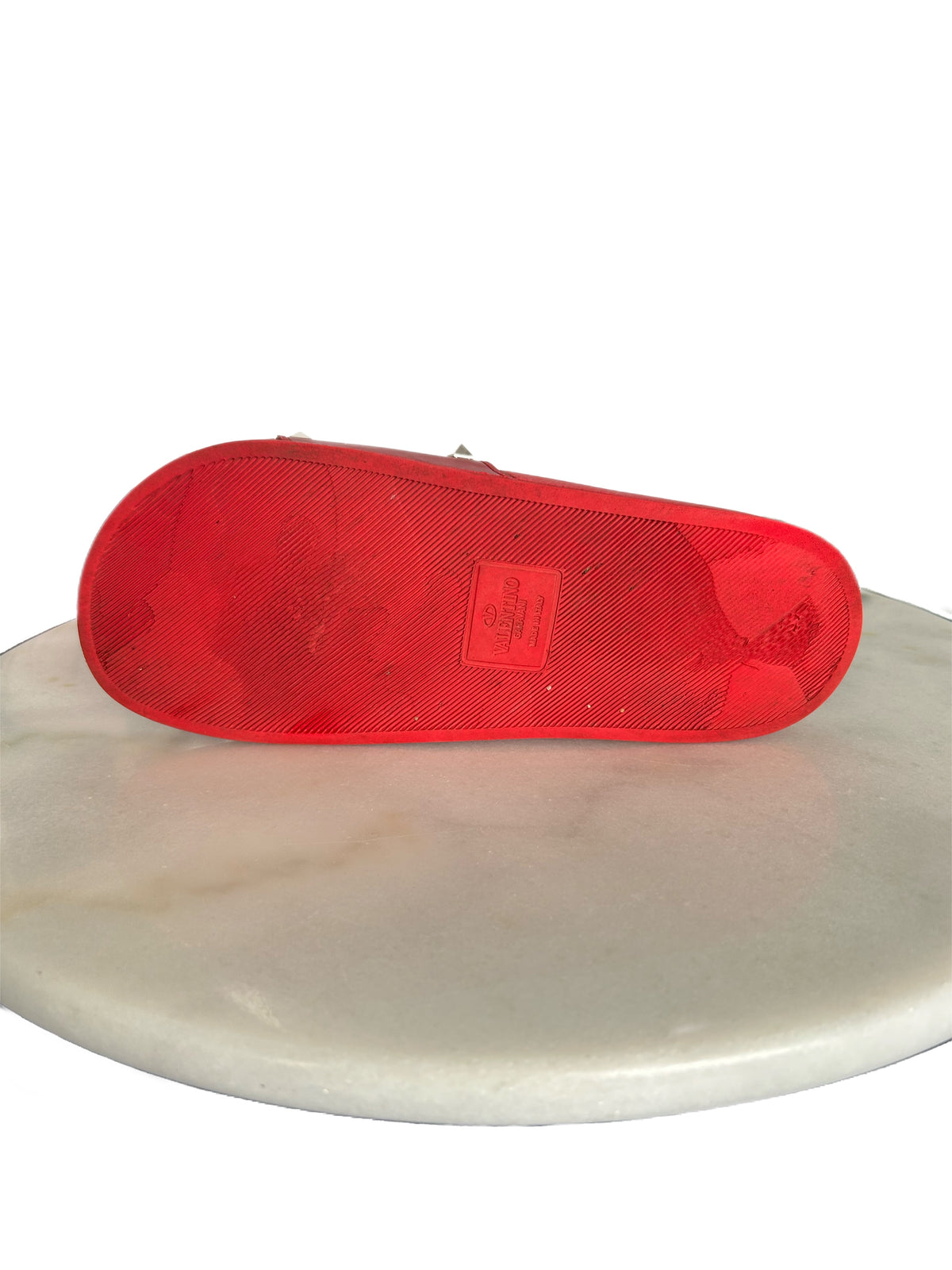 VALENTINO - Red Rockstud Pool Slides Sz 40