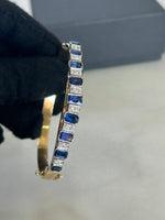 18ct Yellow Gold & Palladium Diamond & Sapphire Bangle