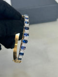 18ct Yellow Gold & Palladium Diamond & Sapphire Bangle