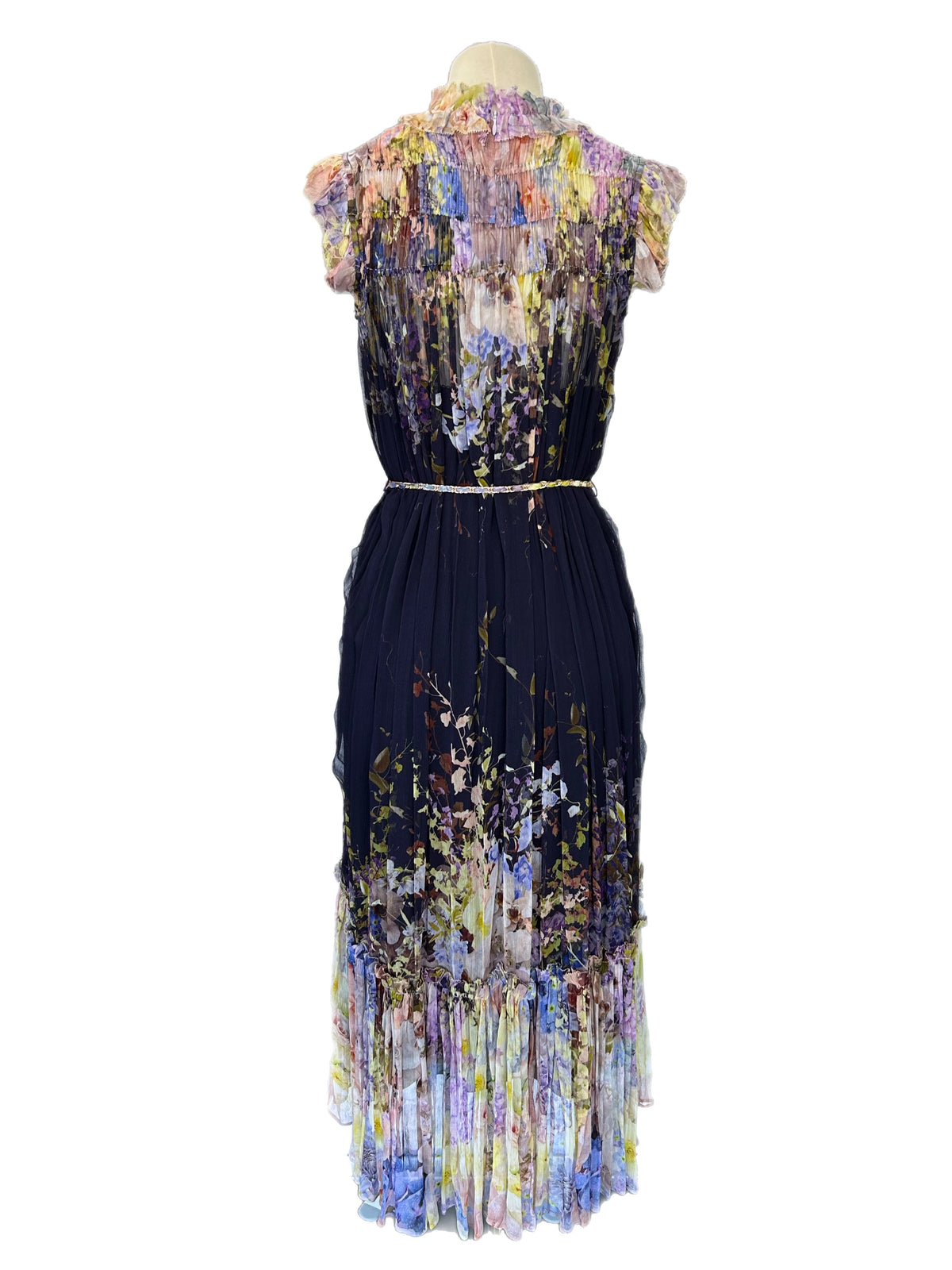 ZIMMERMANN - Sleeveless Floral Pleated Dress Sz 1
