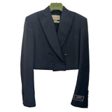 GUCCI - Mohair/Wool Cropped DB Jacket in Black - Size 38