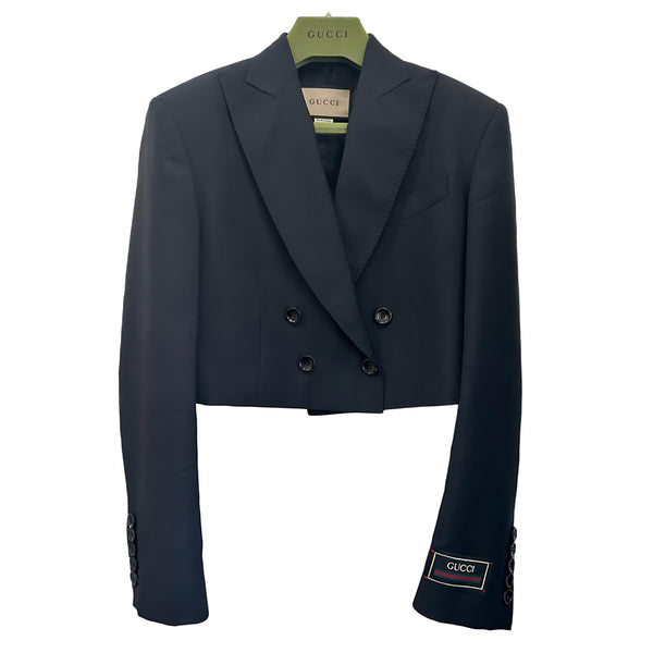 GUCCI - Mohair/Wool Cropped DB Jacket in Black - Size 38