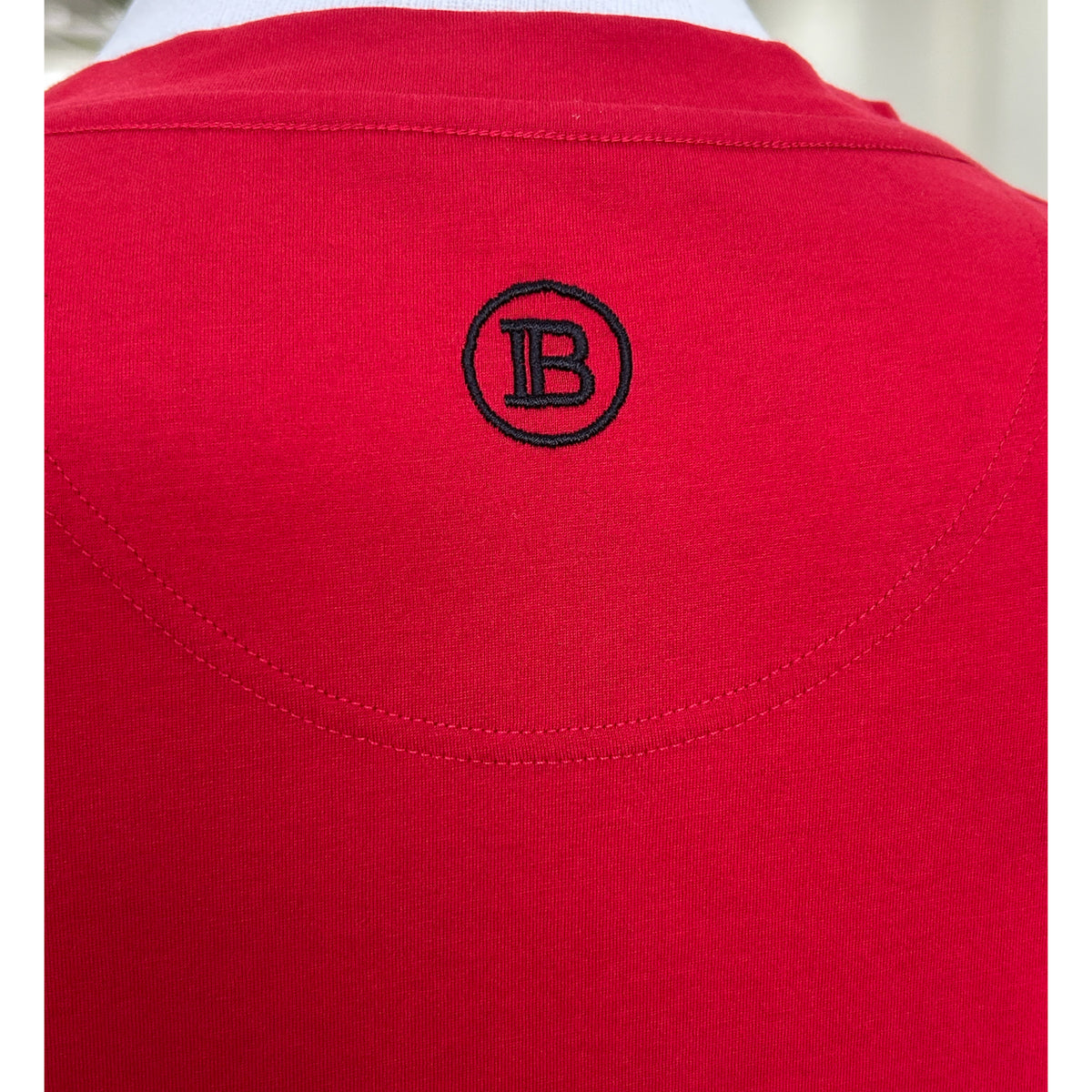 BALMAIN - Embroidered Logo Red T-Shirt Sz XL / Suit AUS M/L